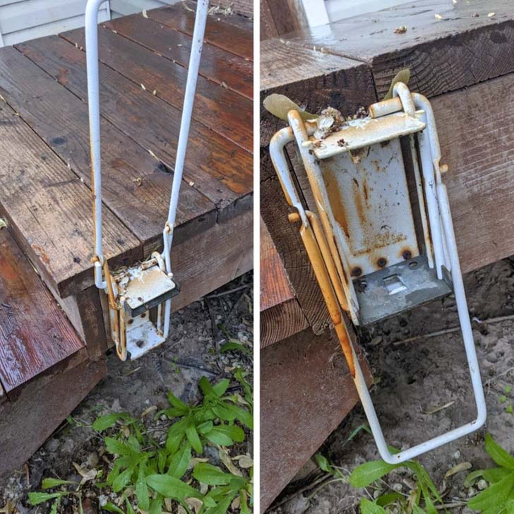 Une armature métallique fixée à un porche
