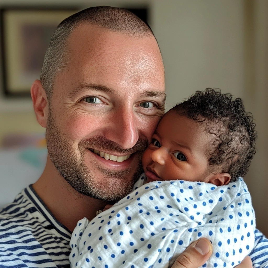 Famille mixte souriante