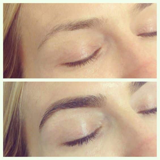 Comparaison avant/après l'utilisation du sérum pour sourcils