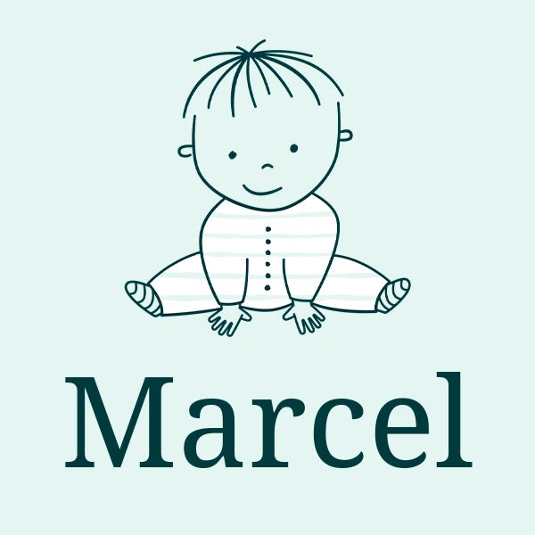 Écriture stylisée du prénom Marcel sur fond neutre