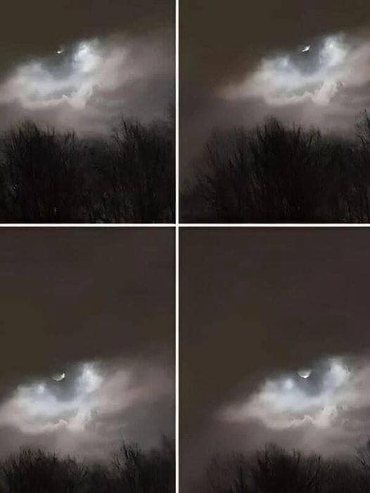 Forme lumineuse mystérieuse dans le ciel au coucher du soleil